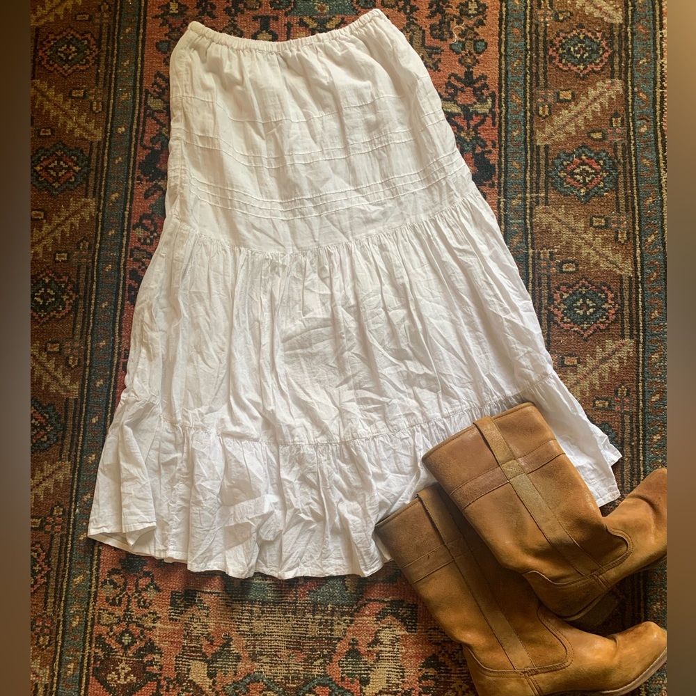 Vintage White Tiered Maxi Skirt